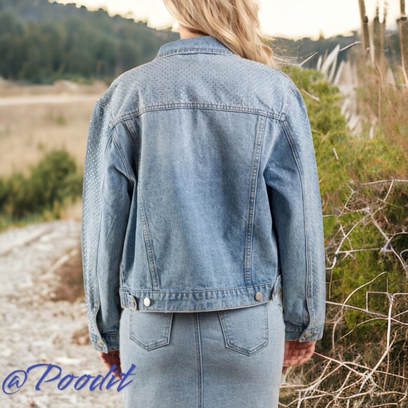 AMAZING heavily embellished rhinestone Jean jacket S M L - Picture 2 of 7